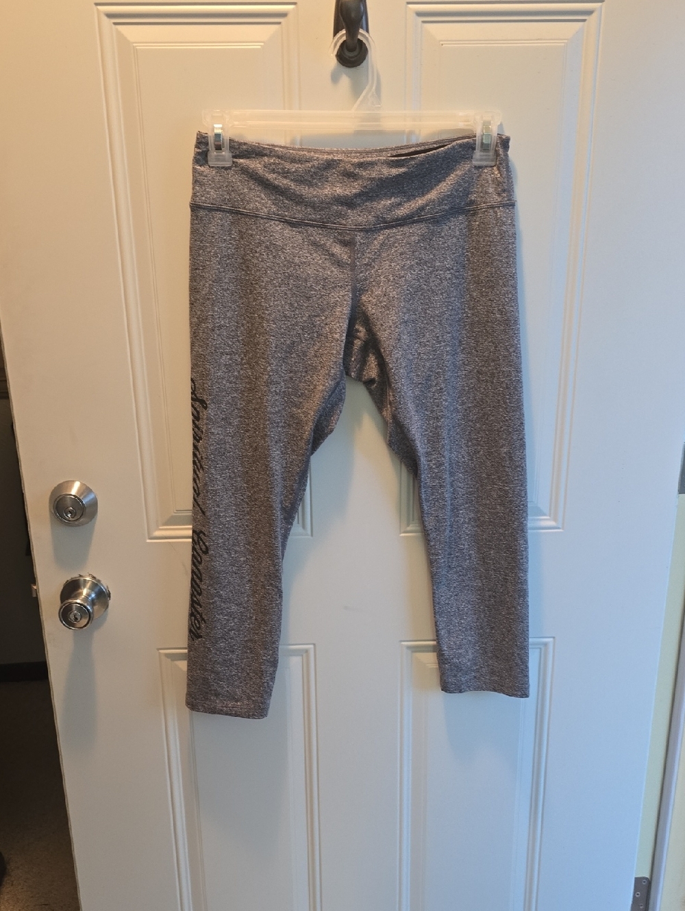Spiritual Gangster Grey Capri Leggings with Side Script